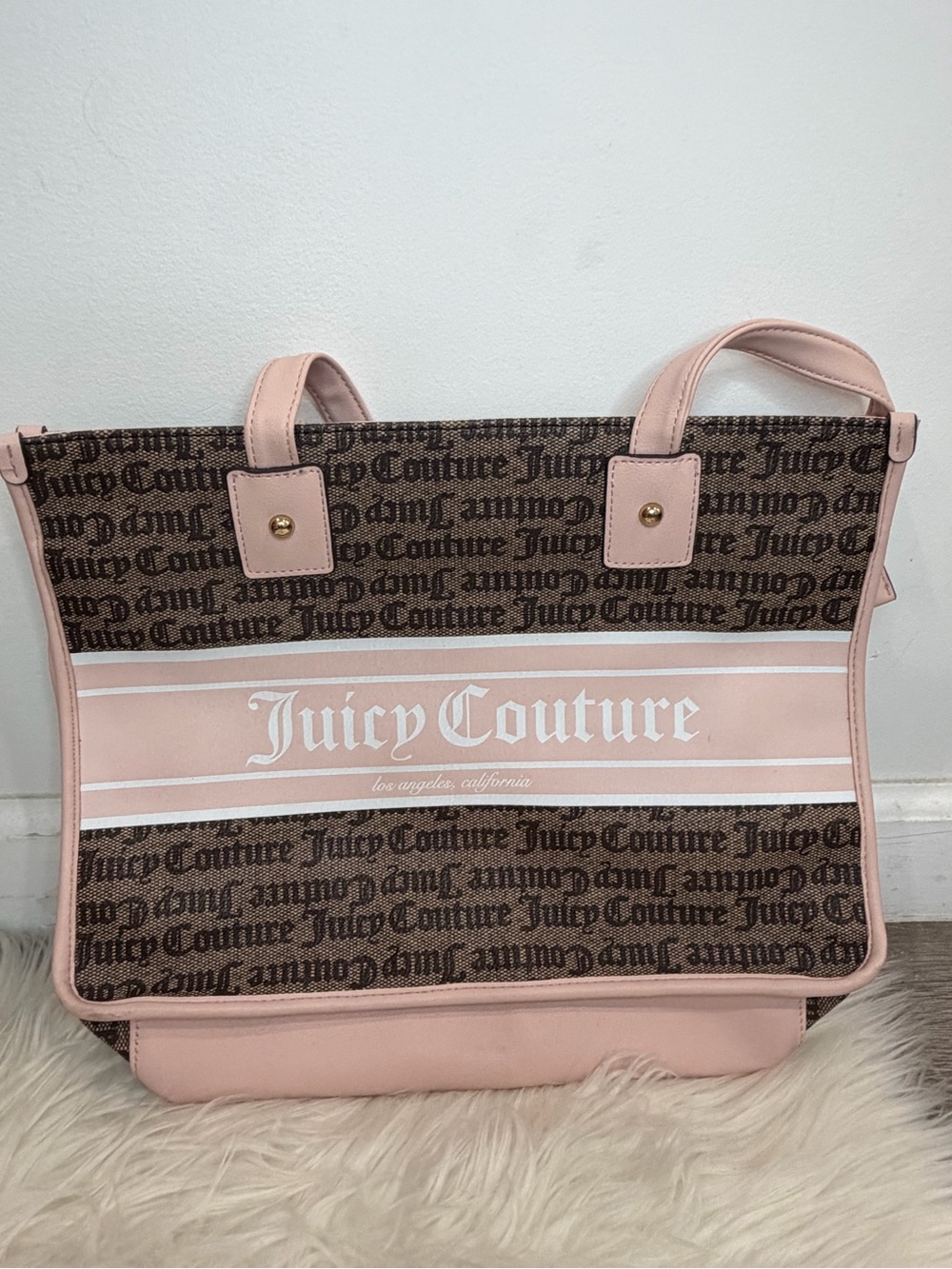 Juicy Couture Brown and Pink Logo Tote